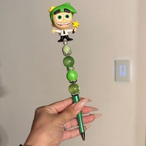 Green Fairy Character Beaded Ballpoint Pen